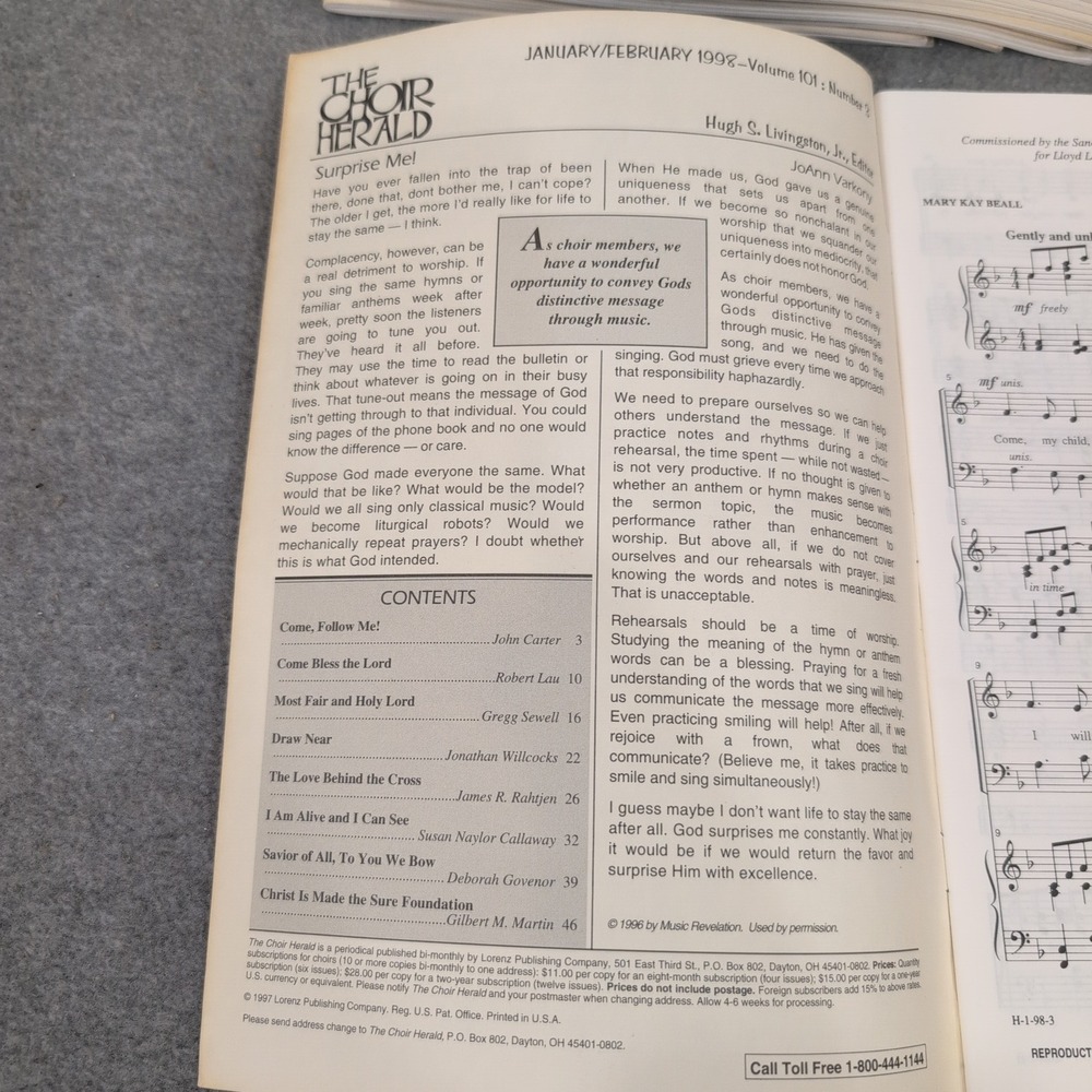 Lot of 19 The Choir Herald January February 1998 Choral Sheet Music Lorenz - Picture 2 of 2